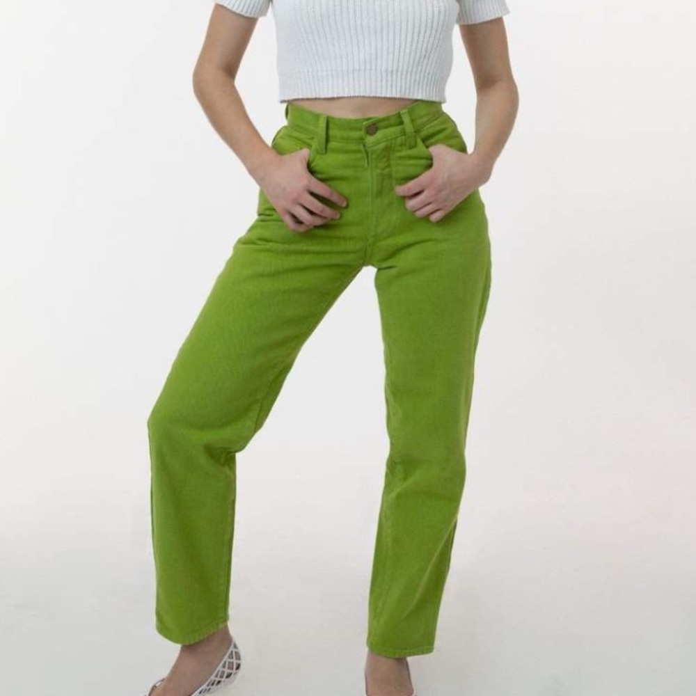 LA Apparel “lemongrass” green bull denim jeans